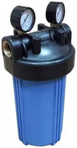 Колба фильтр магистральный Big Blue 10" NT 1" с манометрами Kristal Filter